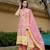 Yufta yellow and pink floral print,thread work pakistani style kurta trouser and dupatta set