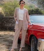  weaved cotton checks printed co-ord set with embroidery