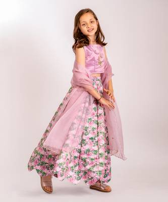 Pink dull satin & organza  lehenga set 2