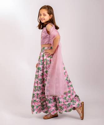 Pink dull satin & organza  lehenga set 3