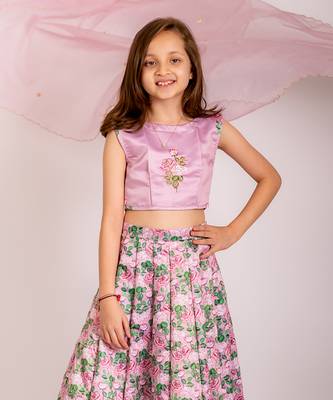 Pink dull satin & organza  lehenga set 4