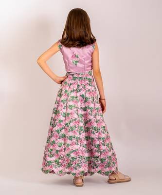 Pink dull satin & organza  lehenga set 5