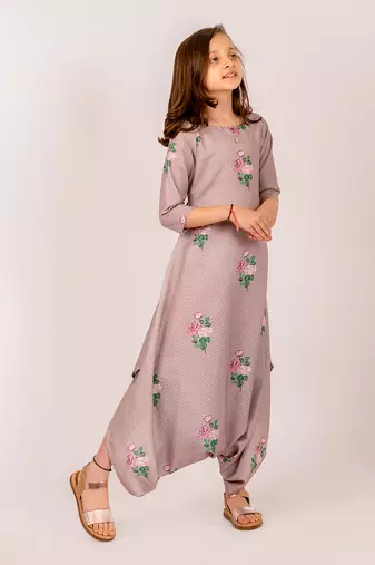 Brown cotton rayon  dhoti jumpsuit