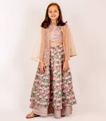 Brown dull satin & organza  lehenga set