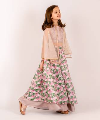 Brown dull satin & organza  lehenga set 2