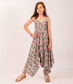 Green cotton rayon  palazzo jumpsuit