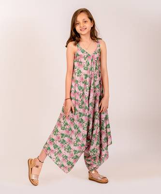 Green cotton rayon  palazzo jumpsuit 2