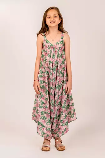 Green cotton rayon  palazzo jumpsuit