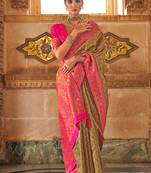 Olive Colour Banarasi silk blend Printed Woven Saree With Blouse