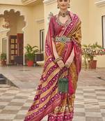 Mustard Colour Sigma Silk Patola Printed Saree With Blouse