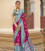 Dark Magenta Colour Sigma Silk Patola Printed Saree With Blouse