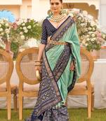 Sea Green Colour Sigma Silk Blend Patola Printed Saree With Blouse