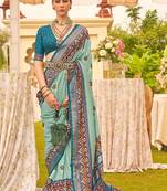 Sea Green Colour Sigma Silk Blend Patola Printed Saree With Blouse