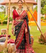 Black Colour Sigma Silk Blend Patola Printed Saree With Blouse