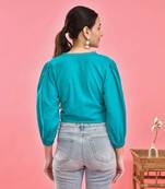 FIROZI BLUE CROP TOP BLOUSE