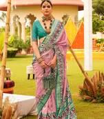 Salmon Colour Sigma Silk Blend Patola Printed Saree With Blouse