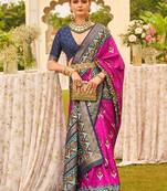 Magenta Colour Sigma Silk Blend Patola Printed Saree With Blouse