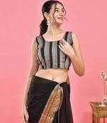 BROWN SLEEVELESS STRIPED CROP TOP BLOUSE