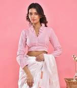 POWDER PINK RUFFLED CROP TOP BLOUSE