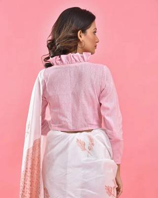 POWDER PINK RUFFLED CROP TOP BLOUSE 5
