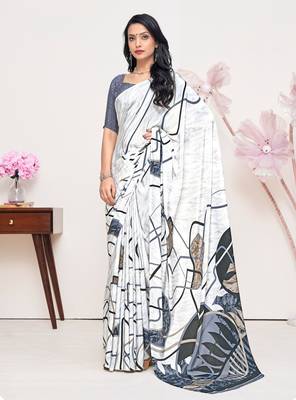 Multicolor crepe silk saree and blouse piece 1