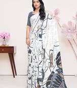 Multicolor crepe silk saree and blouse piece