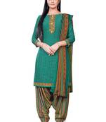 Unstitched crepe salwar suit material printed