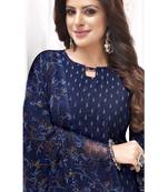 Unstitched crepe salwar suit material printed
