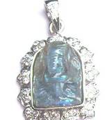 Beautiful Cz Studded Carved  Ganesha Pendant 