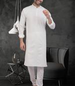 Men's off white plain kurta pajama