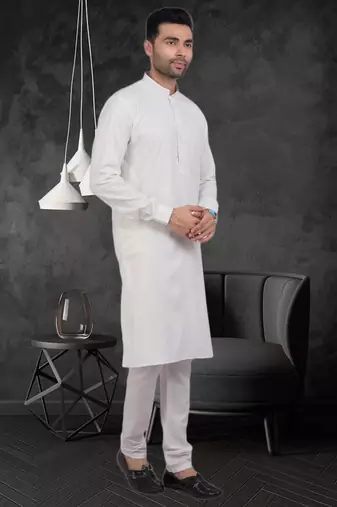 Men's off white plain kurta pajama