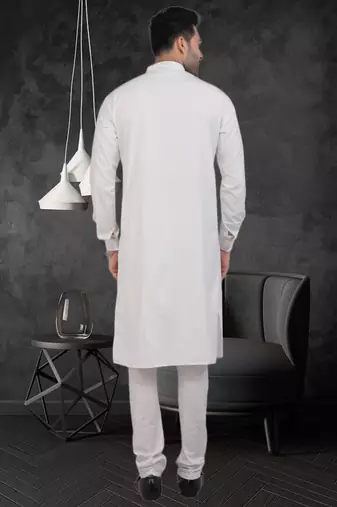 Men's off white plain kurta pajama