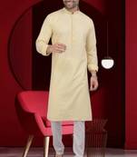 Men's yellow plain kurta pajama