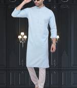 Men's sky blue plain kurta pajama