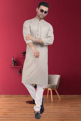Men's brown plain kurta pajama 1