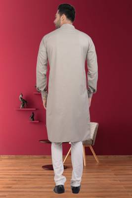 Men's brown plain kurta pajama 4