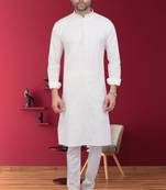 Men's off white plain kurta pajama