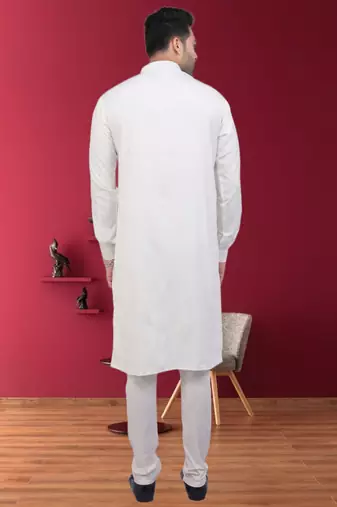 Men's off white plain kurta pajama