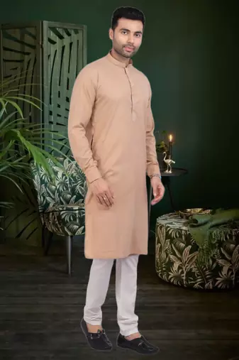 Men's brown plain kurta pajama