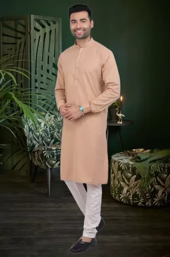 Men's brown plain kurta pajama