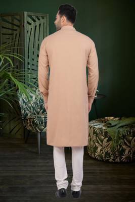 Men's brown plain kurta pajama 4