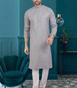 Men's grey plain kurta pajama