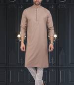 Men's brown plain kurta pajama
