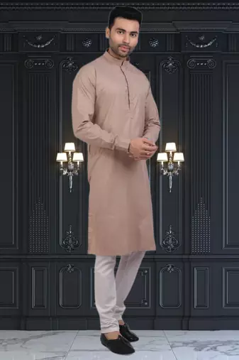Men's brown plain kurta pajama