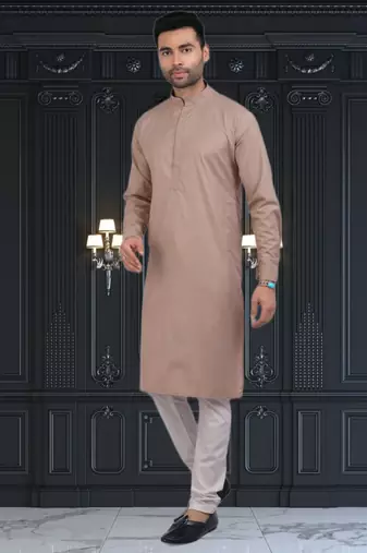 Men's brown plain kurta pajama