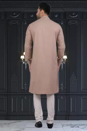 Men's brown plain kurta pajama