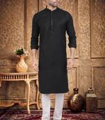 Men's black plain kurta pajama