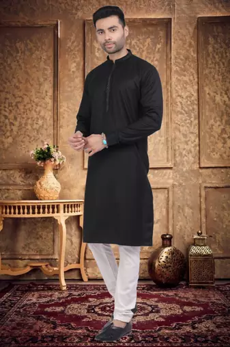 Men's black plain kurta pajama