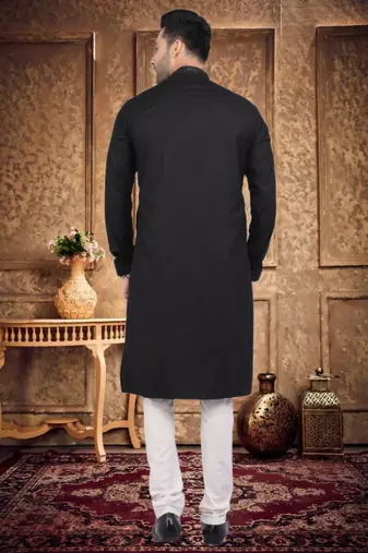 Men's black plain kurta pajama