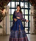 Wedding Traditional Blue Dull Satin Lehengha Choli